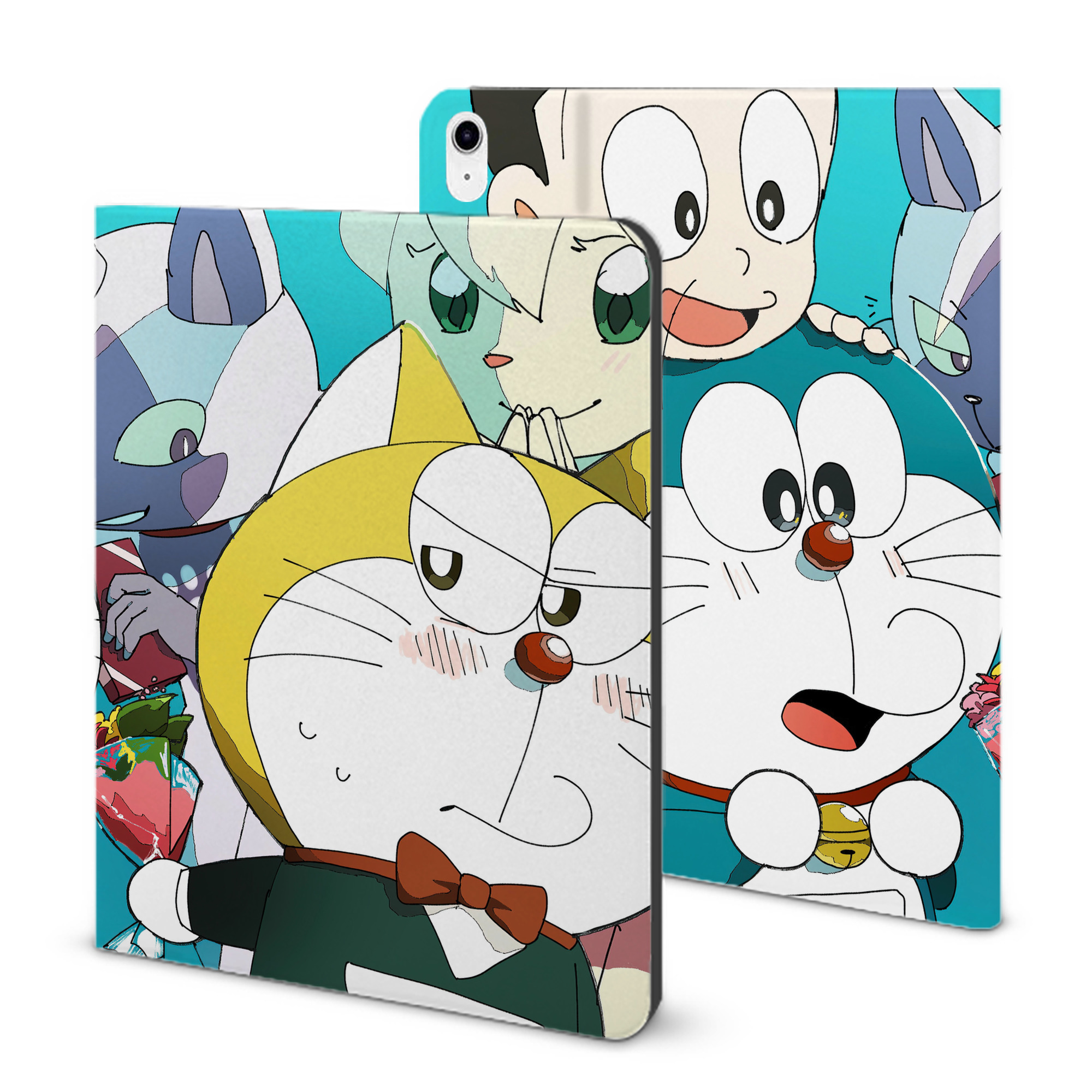 （画像用） ドラえもん Doraemon IPad ケース ブック型 PUレザー TPU 耐衝撃 軽量 薄型 ペン収納なし 全面保護 IPad 各モデル対応